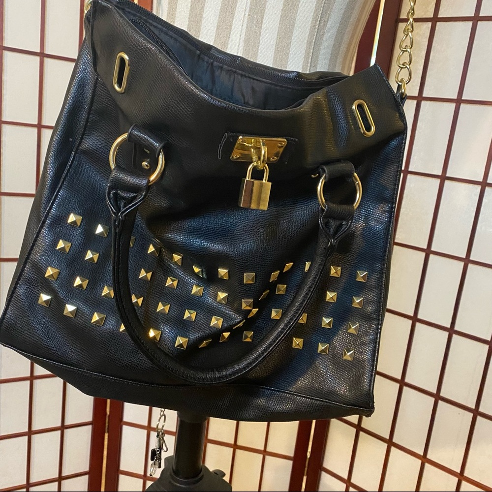 Large Black and Gold studded bag